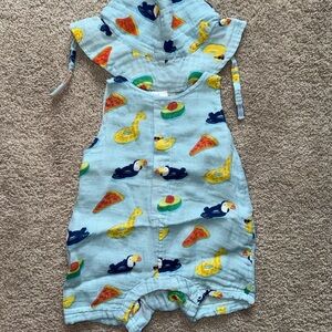 Angel Dear Romper with Hat. Romper size 3-6m. Hat size 6-12m.